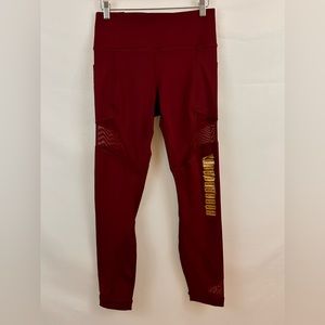 Member’s Mark High Waist Compression Burgundy Ankle Leggings Mesh Insert…